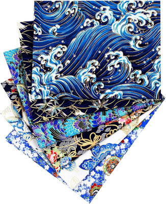 6 Pcs 20'' X 16'' Japanese Style Fabric Squares Fat Quarters Cotton Fabric Bundl