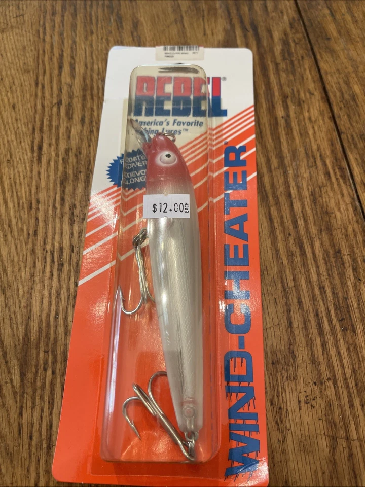 Señuelo Rebel Wind Cheater Minnow 2005 6" 1 7/8 oz flotador F86223 cabeza roja blanco B Foto 2 de 4