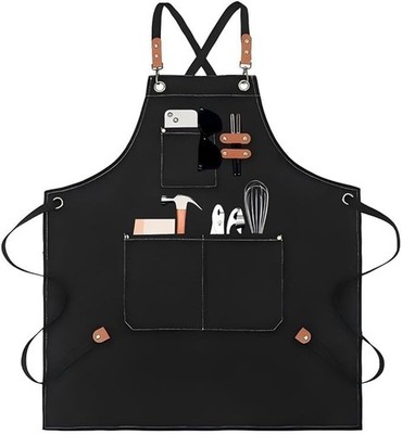TWO (2) EUDOLAH CHEF APRONS - Women Men Large Pockets Cooking Canvas Cross Back