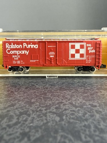 Vintage Atlas Spur N 3317 40’ Plug Door Boxcar Ralston Purina Company Train rot | Zustand: New