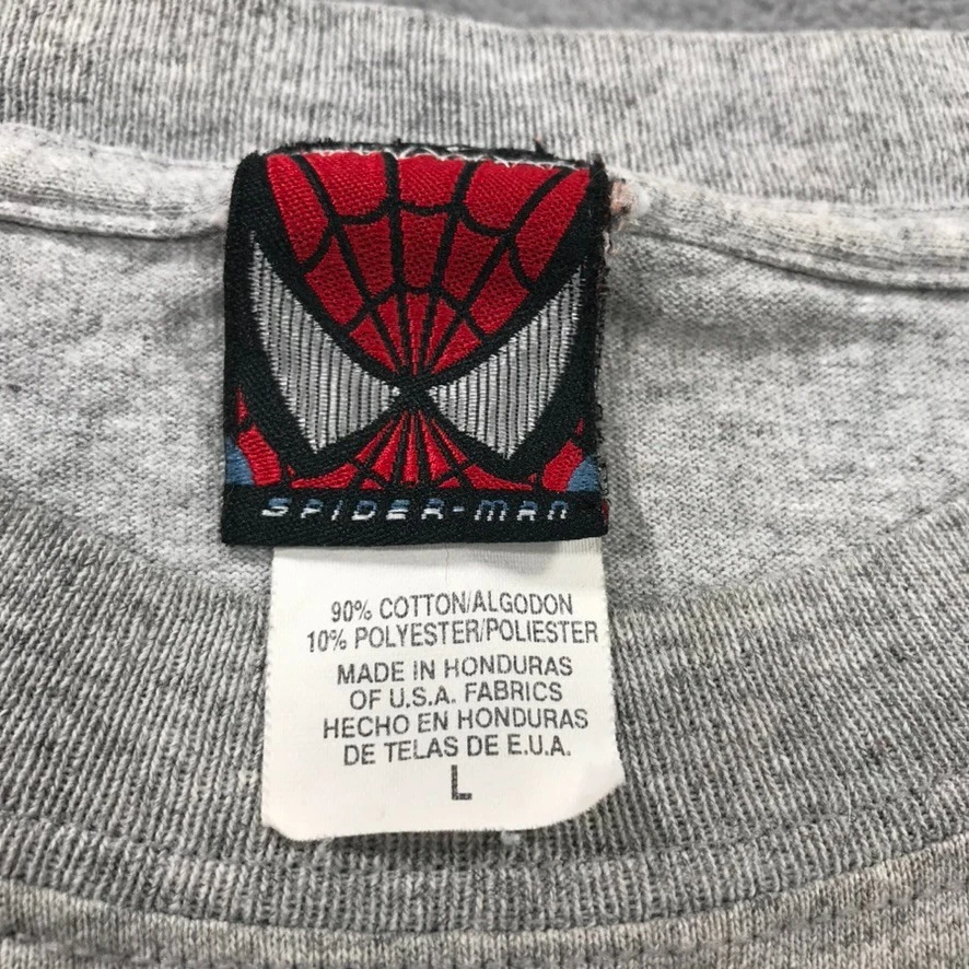 Vintage Y2K Spider-man T Shirt Boys Large Grey Movie Promo Kids 2002 Super Hero - Image 2 of 4