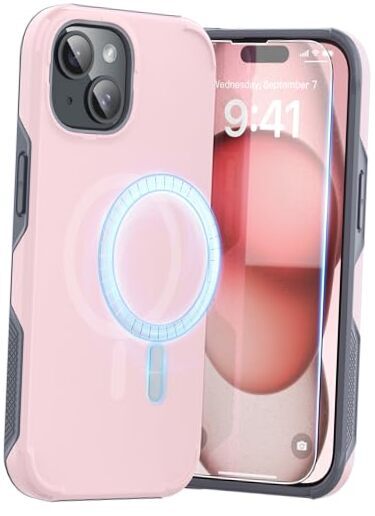 TEAM LUXURY Magnetic Designed for iPhone 15 Case, Pastel Pink w/ Magnetic