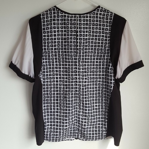 REED Large Zipper Blouse Jacket Top Black & White Sheer Short Sleeve Sheer Open - Bild 9 von 12