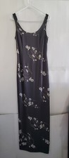 NWT Adrianna Papell gray long Beaded Floral evening dress strap Sleeveless