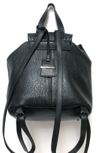 A Bellucci leather backpack purse shoulder bag black Italy drawstring adjustable - Picture 2 of 15