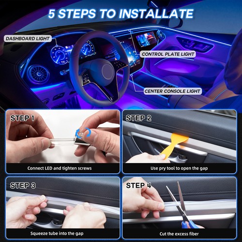 6m RGB LED Interior Strip Light Trim Car Ambient Atmosphere Lighting APP Control - Picture 6 of 9