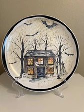 Potter’s Studio Halloween Haunted House 11” Dinner Plate Set of 4 NEW