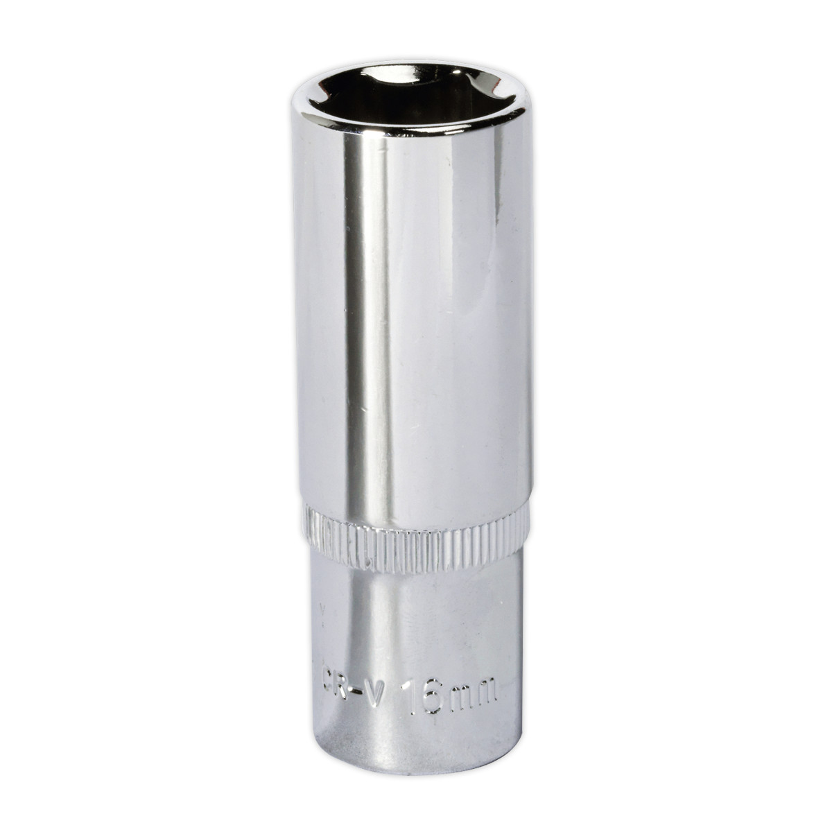 Sealey WallDrive Socket 16mm Deep 3/8""Sq Drive Fully Polished - SP3816D
