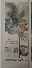 1955 Nestle Quik chocolate flavor children drinking vintage ad