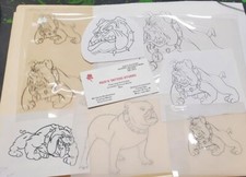 Vintage 1970s 1980s Tattoo Acetate Stencil Bull Dogs RED'S TATTOO STUDIO lot 1