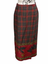 Charter Club Wrap Maxi Skirt Women s Sz 8 Preppy Holiday Plaid EUC