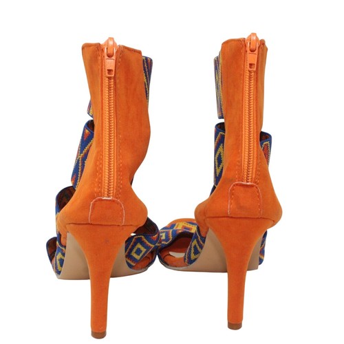 Tribal Gladiator 9,5 m blu arancione multicolore cinturino alla caviglia tacchi accento cerniera - Foto 5 di 7
