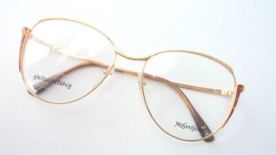 Yves St. Laurent Brille Damenbrille Designerbrille extragroße Form gold Grösse M
