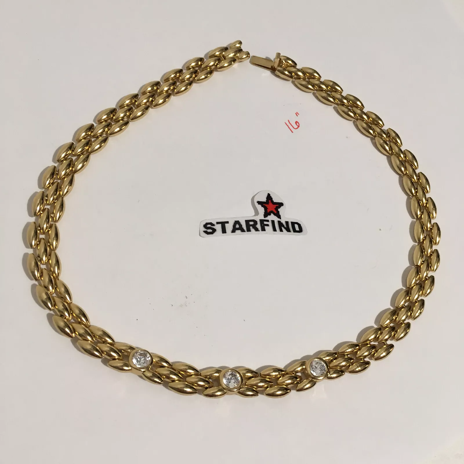Collier chaîne Christian Dior VINTAGE zircone strass ton or épais voir⭐️