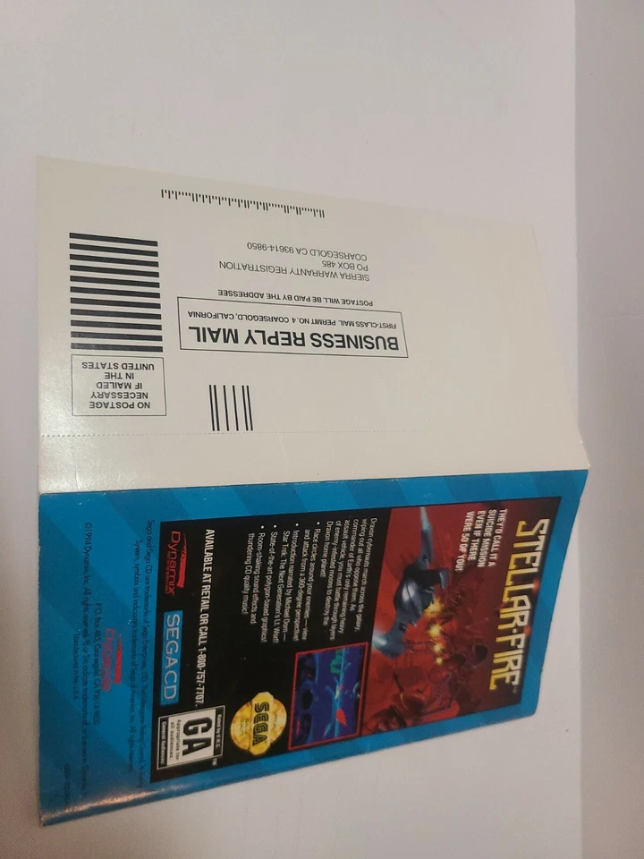 Rise of the Dragon SEGA CD Instruction Manual Only w/ RaRe ReG CaRd Nice Shape - Image 4 of 4