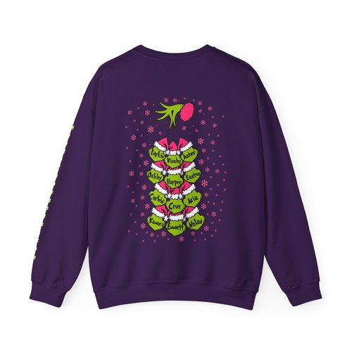 Great Grandma Grinch Adult Christmas Sweatshirt Personalized Names 1 Up To 12 - Picture 3 of 15