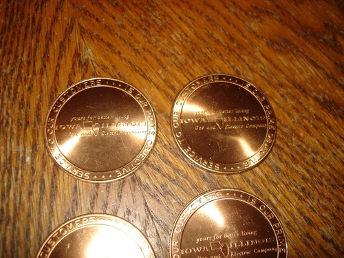 5 Vintage Iowa Illinois Gas and Electric Company Copper Advertising Tokens - Picture 4 of 5