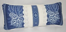 Corded Accent Pillow made w Ralph Lauren Biarritz Floral Navy Blue Fabric 16x7