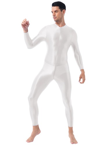 Traje de cuerpo completo para hombre Unitard Zentai de manga larga brillante - Imagen 5 de 90