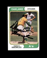 Darold Knowles Hand Signed 1974 Topps Oakland A's Autograph