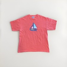 Vintage Boston Sailboat Tee Large Made in USA Single Stitch Nature Destination