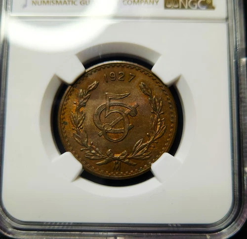 Mexico 1927 mo 5 centavos NGC MS 64 BN - KDATE 5c