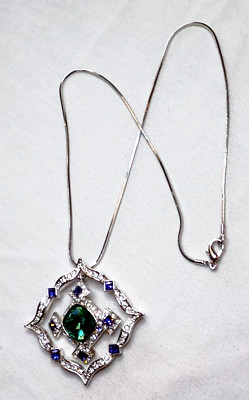 VINTAGE SIGNED NOLAN MILLER GLAMOUR COLLECTION ART DECO STYLE PENDANT ON CHAIN