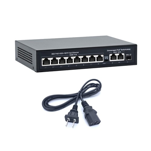10 Port Gigabit PoE Switch +2 Gigabit Uplinks, Max Output 120W, IEEE802.3af/at