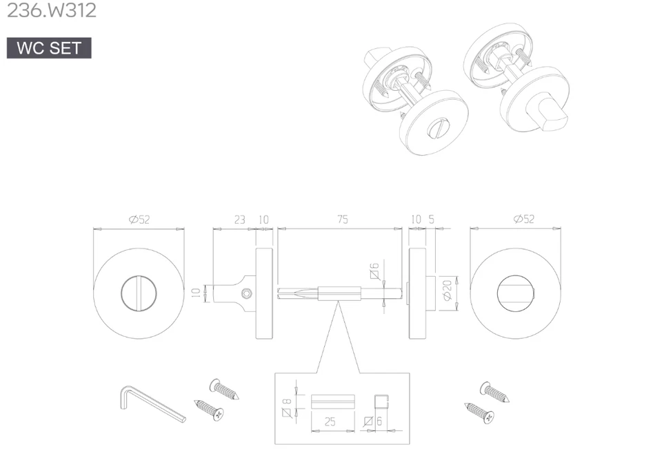 Edelstahl Türrosette rund WC Abdeckung WC-Rosette Blende WC-Verriegelung silber - Bild 4 von 4