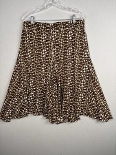 Max Studio Women  s Skirt L Lg Brown Midi Geometric Trumpet Skirt Vtg USA 3557