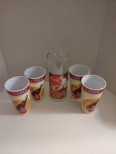 Vintage 2002 Coca Cola Plastic Gibson Cup Tumbler 16oz (4)  with Straw Holder