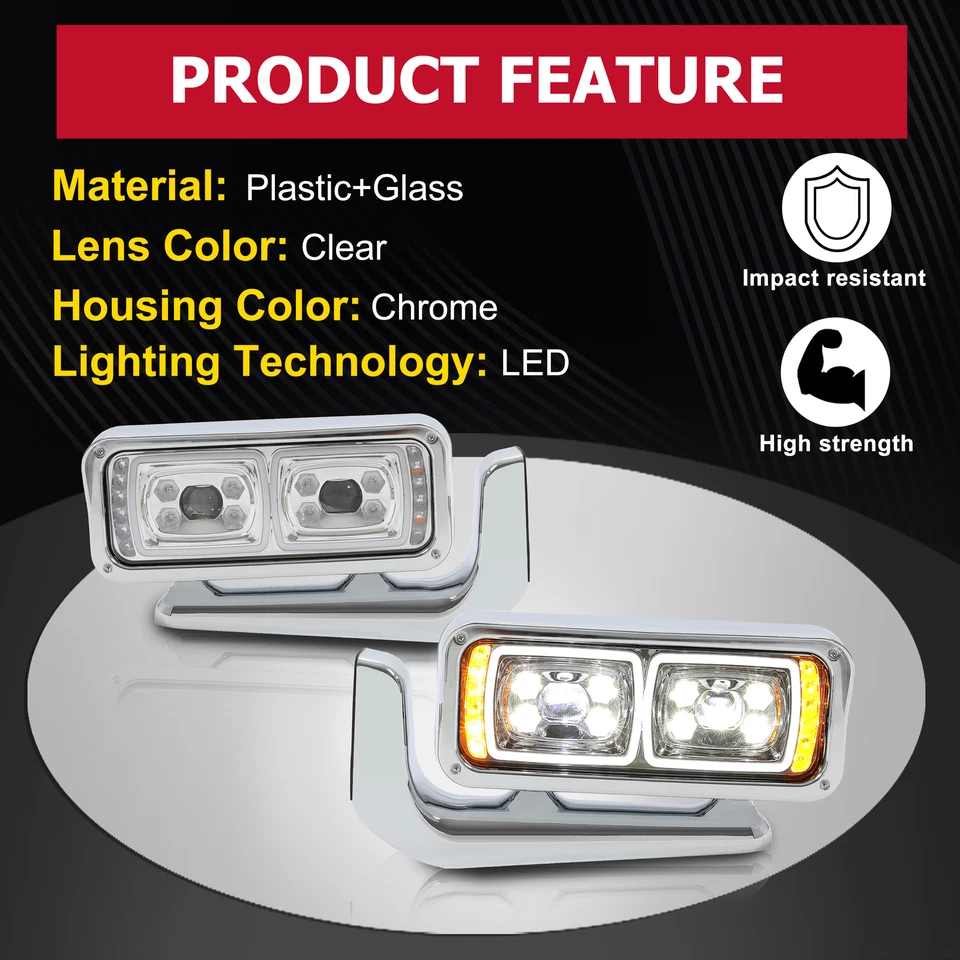 Faros proyectores SEÑAL LED DRL DUAL para Peterbilt 81-21 359 379 389 DOT/SAE Foto 4 de 4