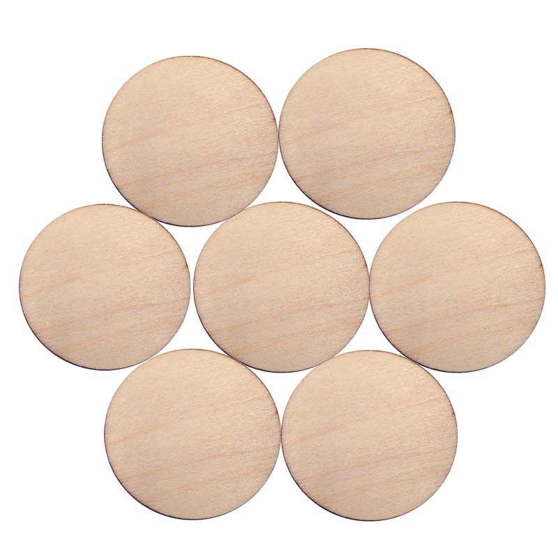 50pcs 2040mm Unfinished Wooden Round Discs Embellishments DIY Rustic