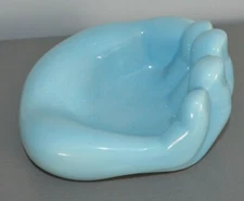 Vintage 70s Sky Blue Ceramic Hand Empty Pocket