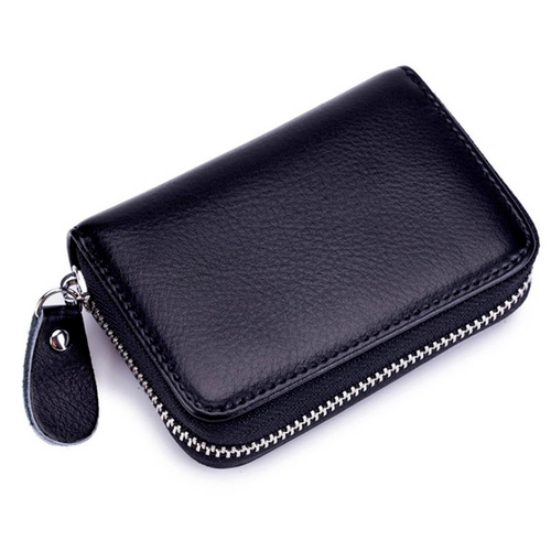Men Women Genuine Leather RFID Blocking Zipper Wallet Credit Card Holder Pocket - Picture 11 of 18