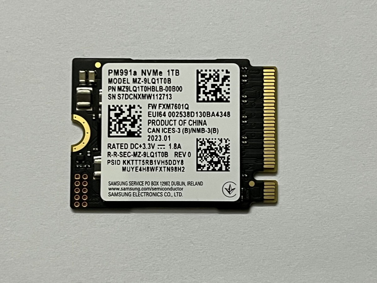 SAMSUNG PM991a MZ-9LQ1T0B 1TB M.2 2230 SSD NVMe PCIe For Surface