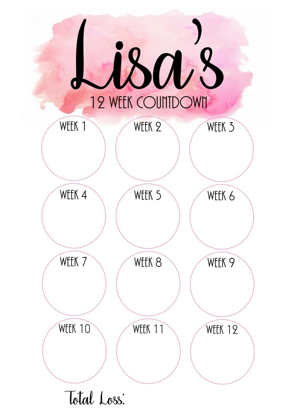 Personalised Weight Loss Countdown Chart Print Slimming World Weight ...