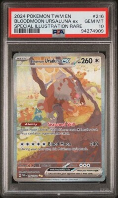 PSA 10 Bloodmoon Ursaluna EX 216/167 SIR Twilight Masquerade PSA 10 Bloodmoon Ursaluna EX 216/167 SIR Twilight Masquerade