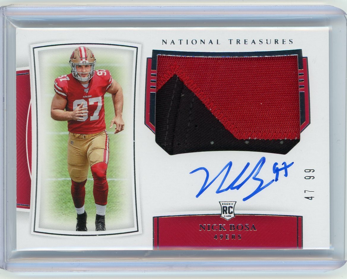 2019 Panini National Treasures Rookie Patch Autograph #165 Nick Bosa #47/99