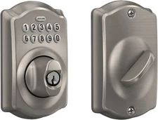 Schlage BE365 CAM 619 Camelot Keypad Deadbolt In Satin Nickel