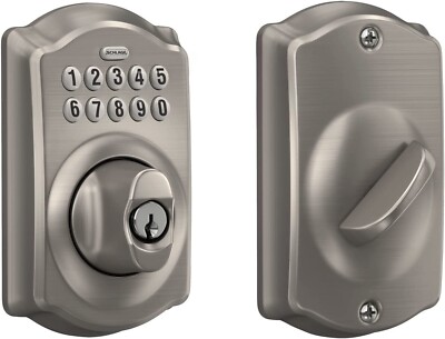 Schlage BE365 V CAM 619 Camelot Keypad Deadbolt In Satin Nickel
