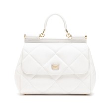 Dolce & Gabbana Handbag White Leather Sicily Dg Shoulder Top Handle Quilted Bag