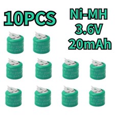 10PCS Ni-MH 3.6V 20mAH Rechargeable Battery With 2 Pins/Tabs For Meter Alarm New