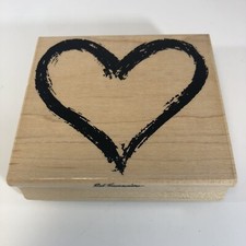 Vintage POSH IMPRESSIONS 1988 BRUSH ART HEART Rubber Stamp Z/99