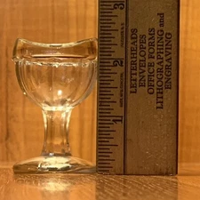 Vintage Antique Clear Glass Eye Wash Cup Pedestal Optical Medical Apothecary -G