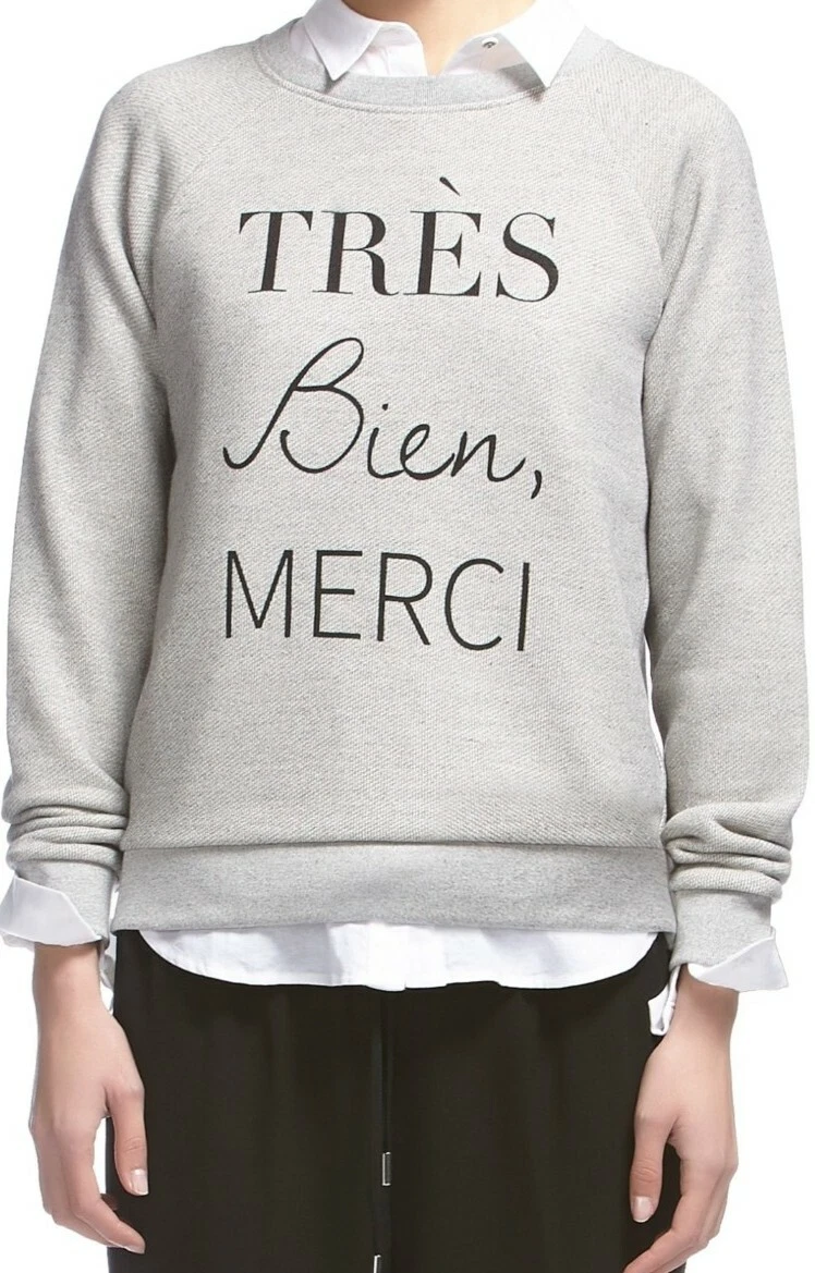 Whistles Tr s Bien Merci Grey Marl Sweatshirt Jumper XS