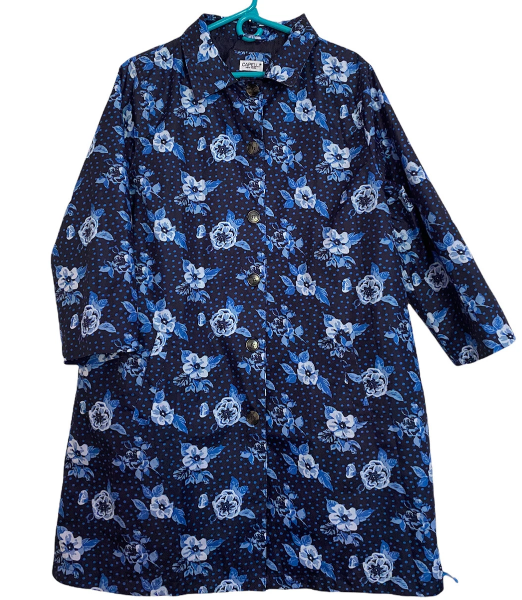 Capelli New York Women s rain coat trench coat. large navy blue
