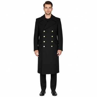 Bw Bundeswehr Marinemantel Noir Gr. 44-56 Manteau D'Hiver Manteau D'Officier - Photo 1/4
