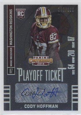 2014 Contenders Playoff Ticket /199 Cody Hoffman (Helmet On) Rookie Auto RC 0v1