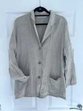 Marks & Spencer Linen Blend Beige Button-Up Jacket – Size Small